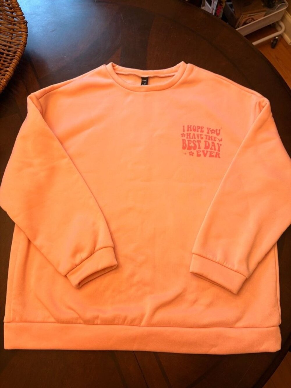 SHEIN "Have The Best Day Ever" Graphic Crewneck Sweatshirt Peach/Coral XL